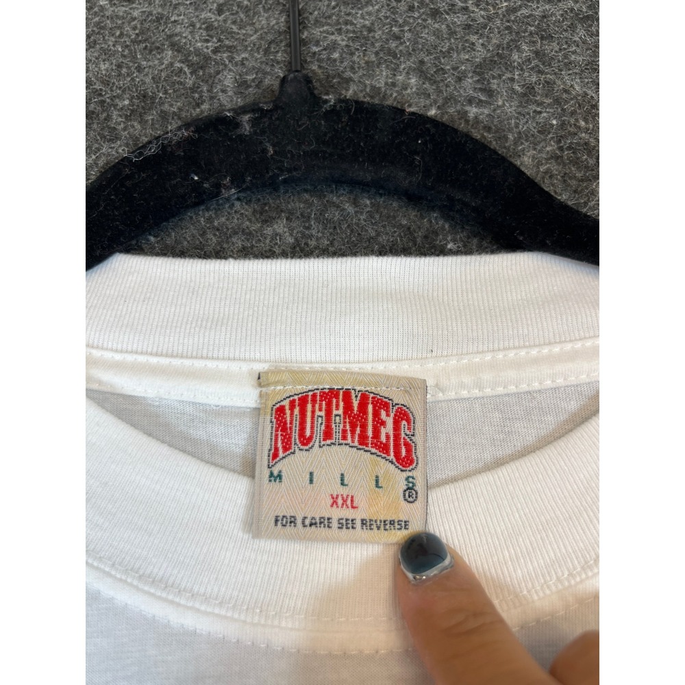 Vintage 90s London Monarchs Football T Shirt Mens XXL White Nutmeg Mills WLAF - Picture 4 of 9